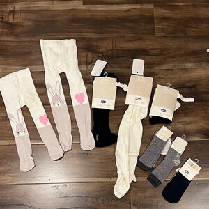 European Chicco baby girl tights and socks bundle size 12 months - 3 year
